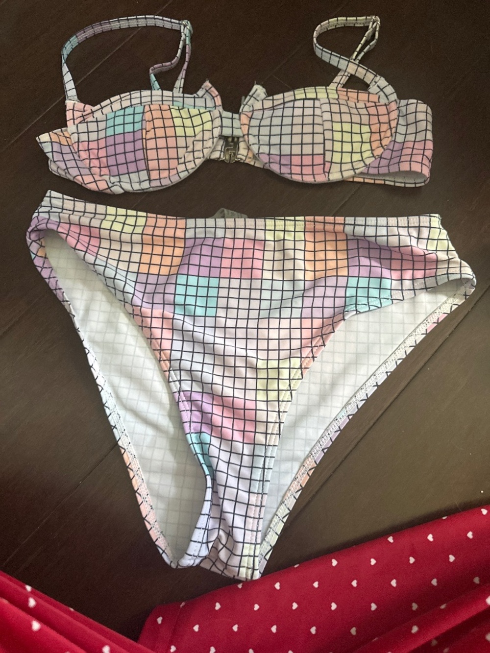 Colorful checkered bathing suit set